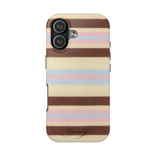 knitted pink n blue n brown! stacked phone case