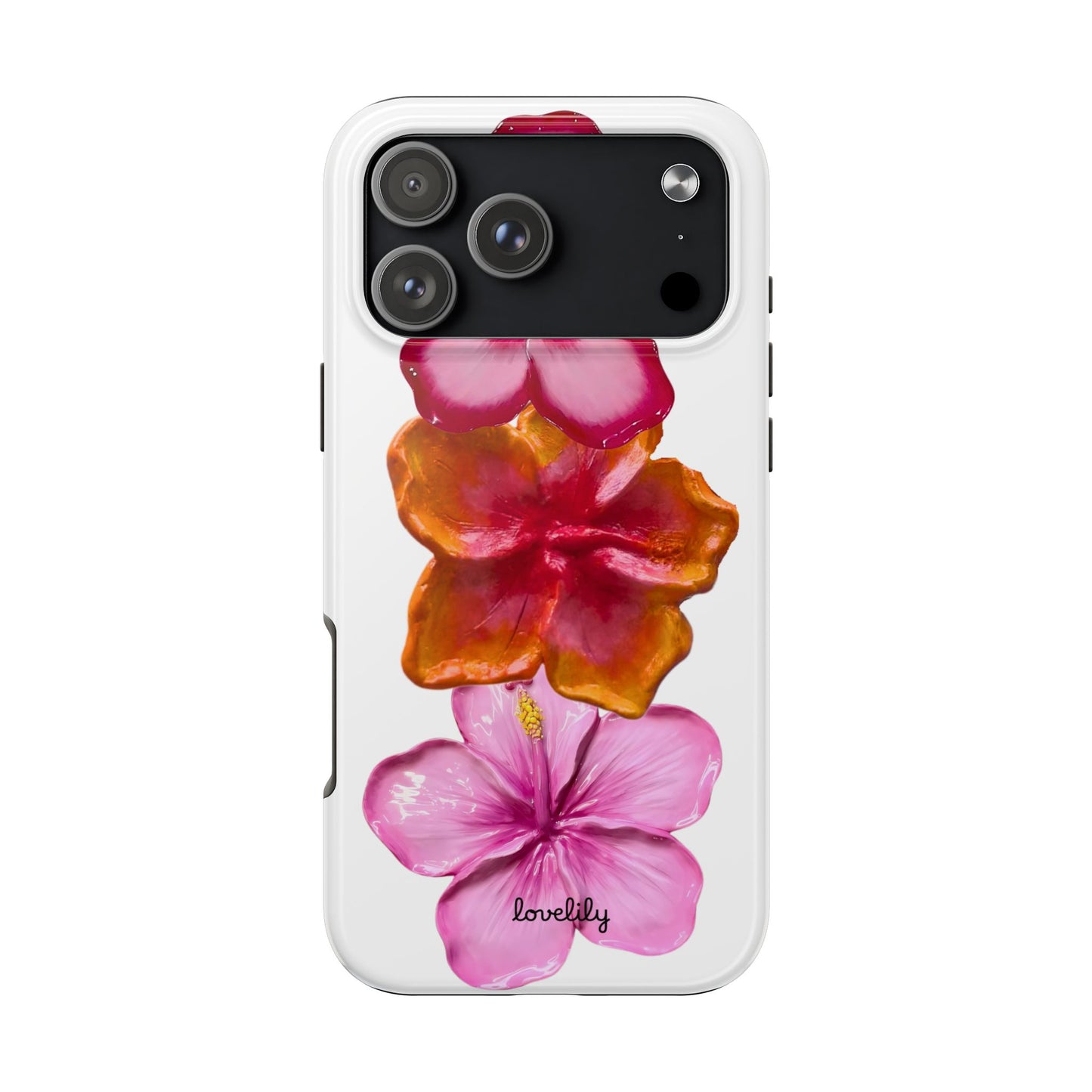 laminated hibiscus stacked phone case