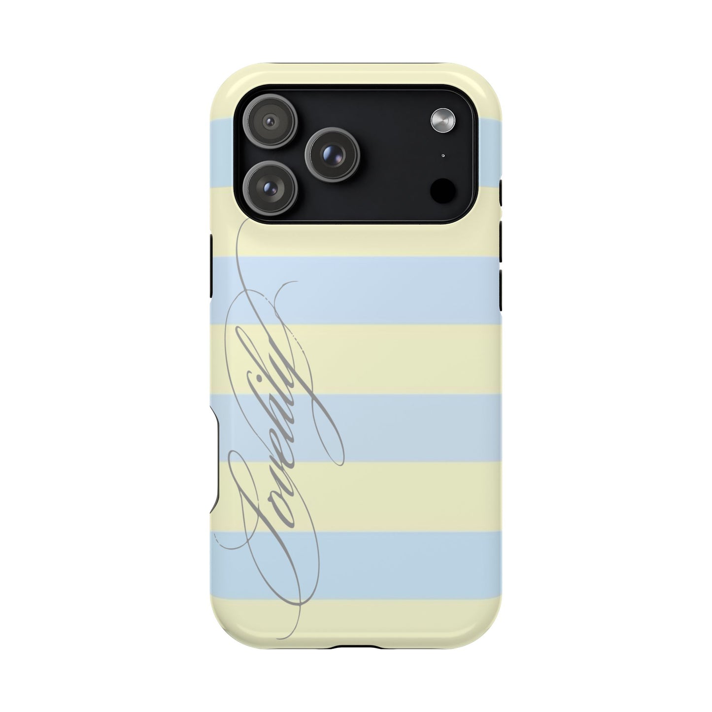 MAGSAFE blue n yellow striped w/out flowers stacked phone case