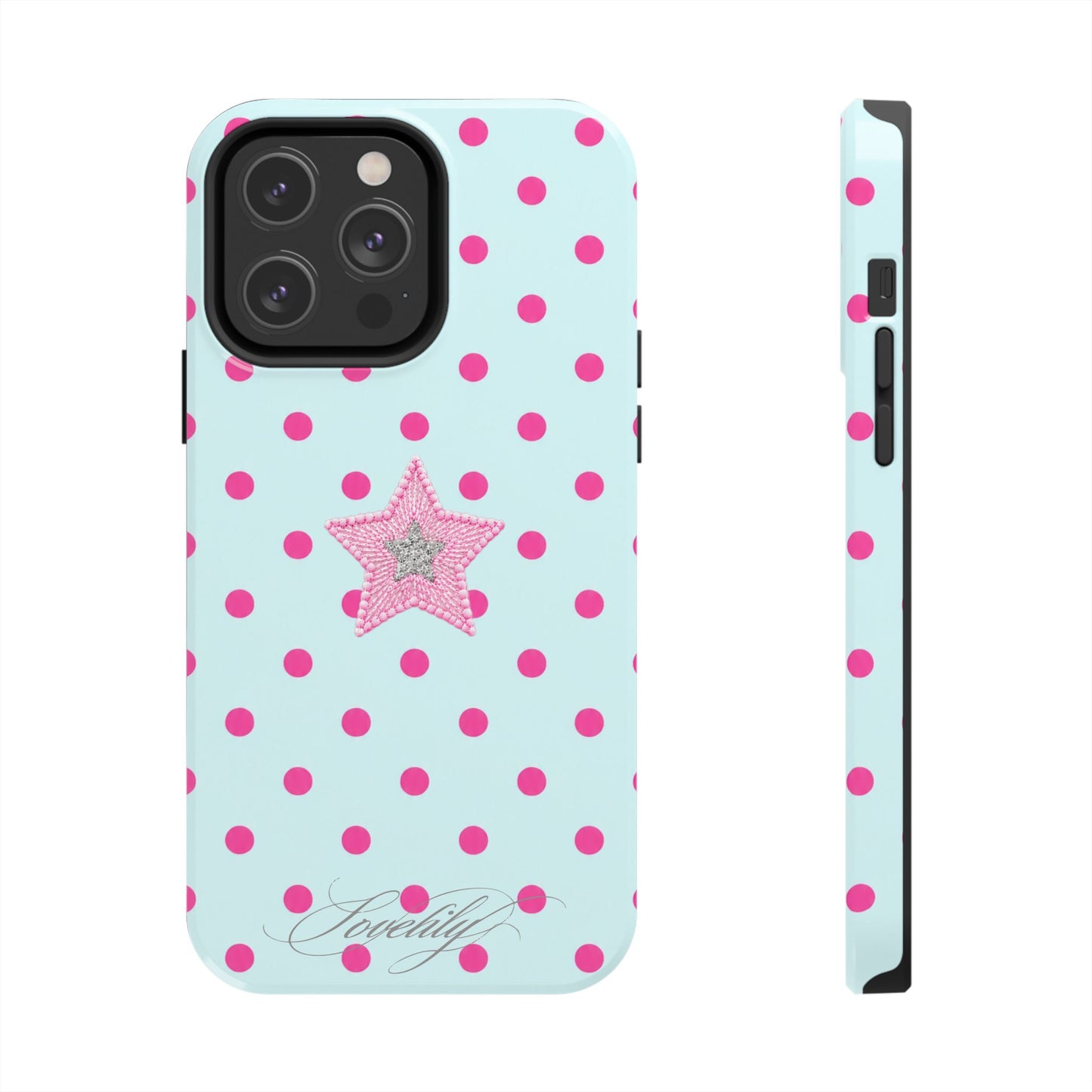 mint polka dot! stacked phone case