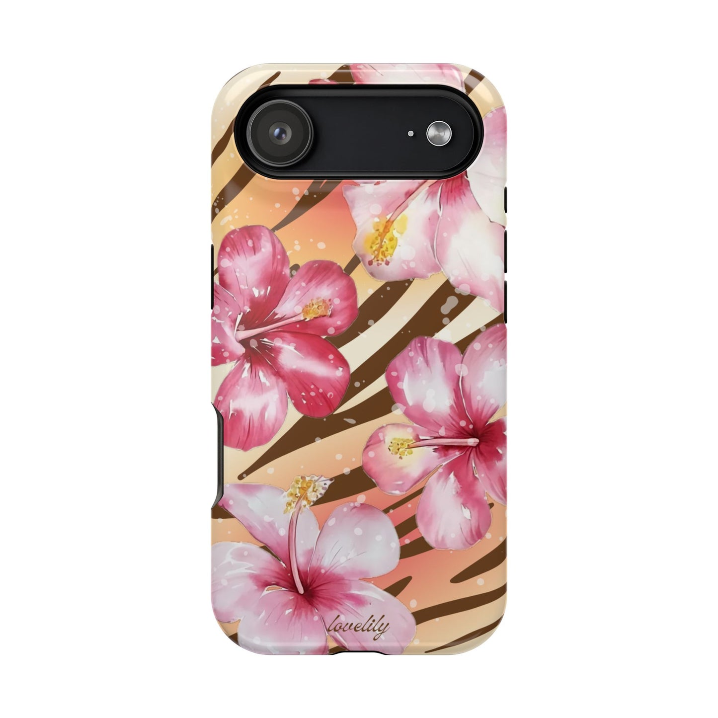 MAGSAFE brown zebra n pink! stacked phone case