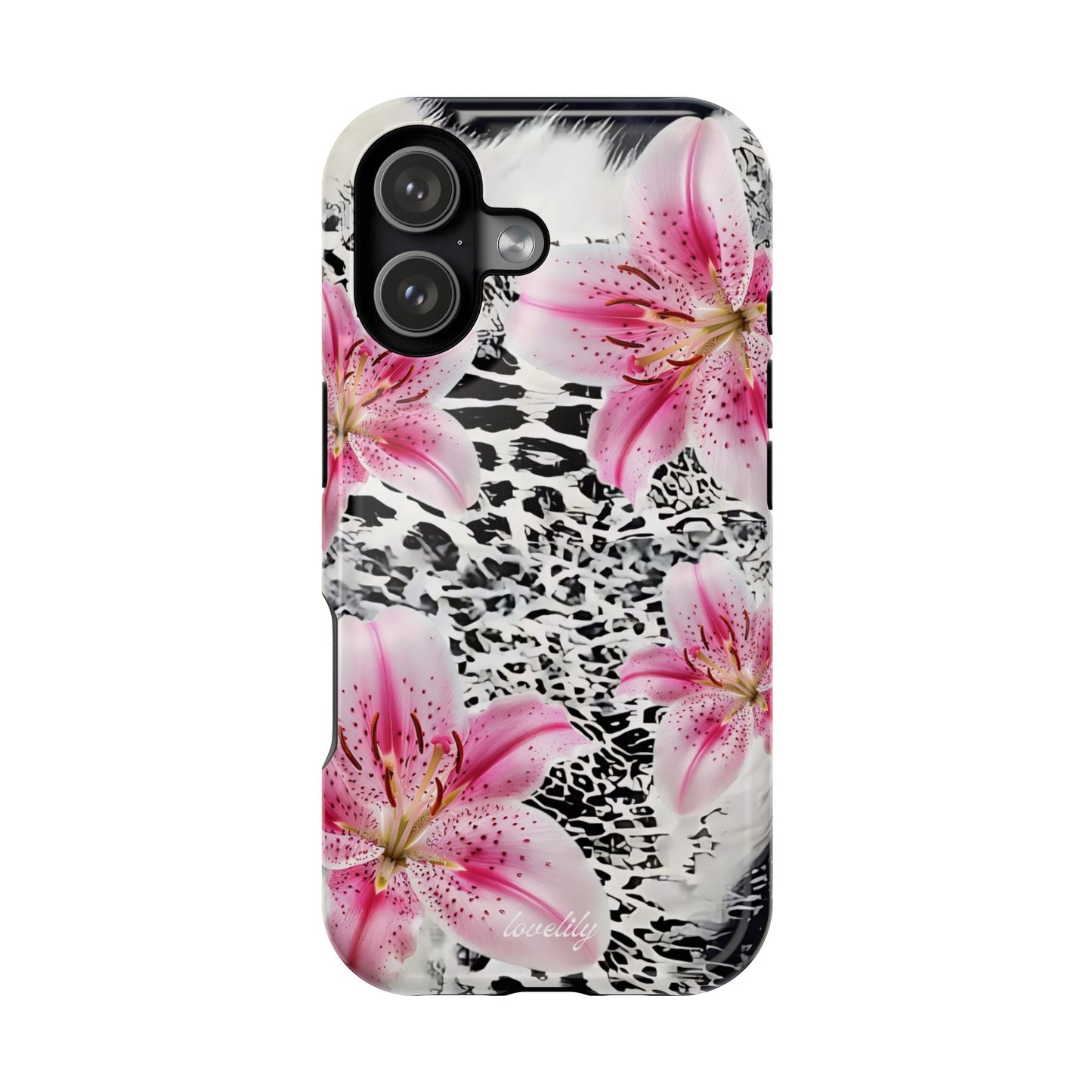 MAGSAFE black pink stacked phone case