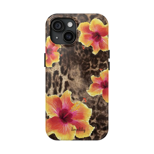 orange and yellow hibiscus phone case