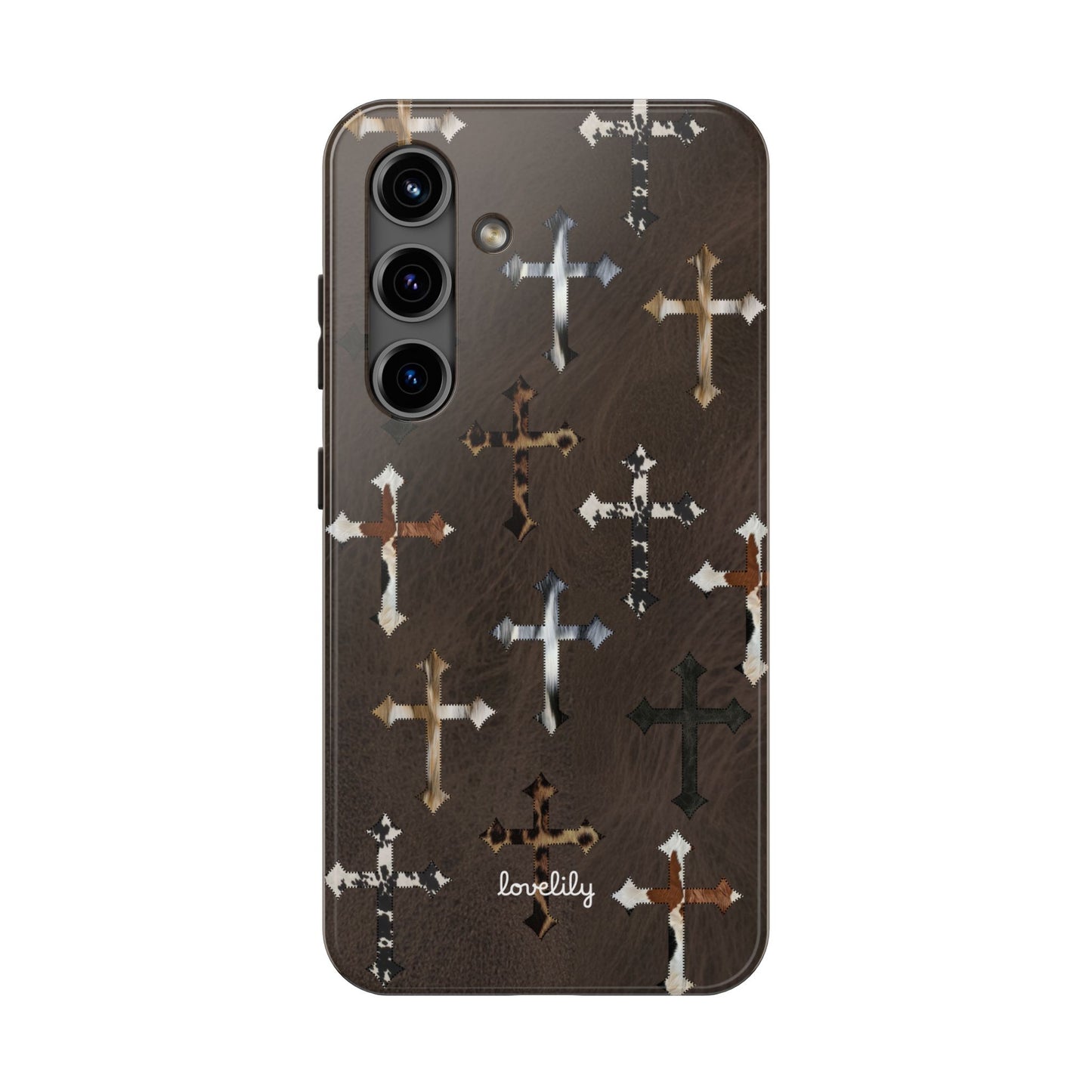 fur cross stacked phone case