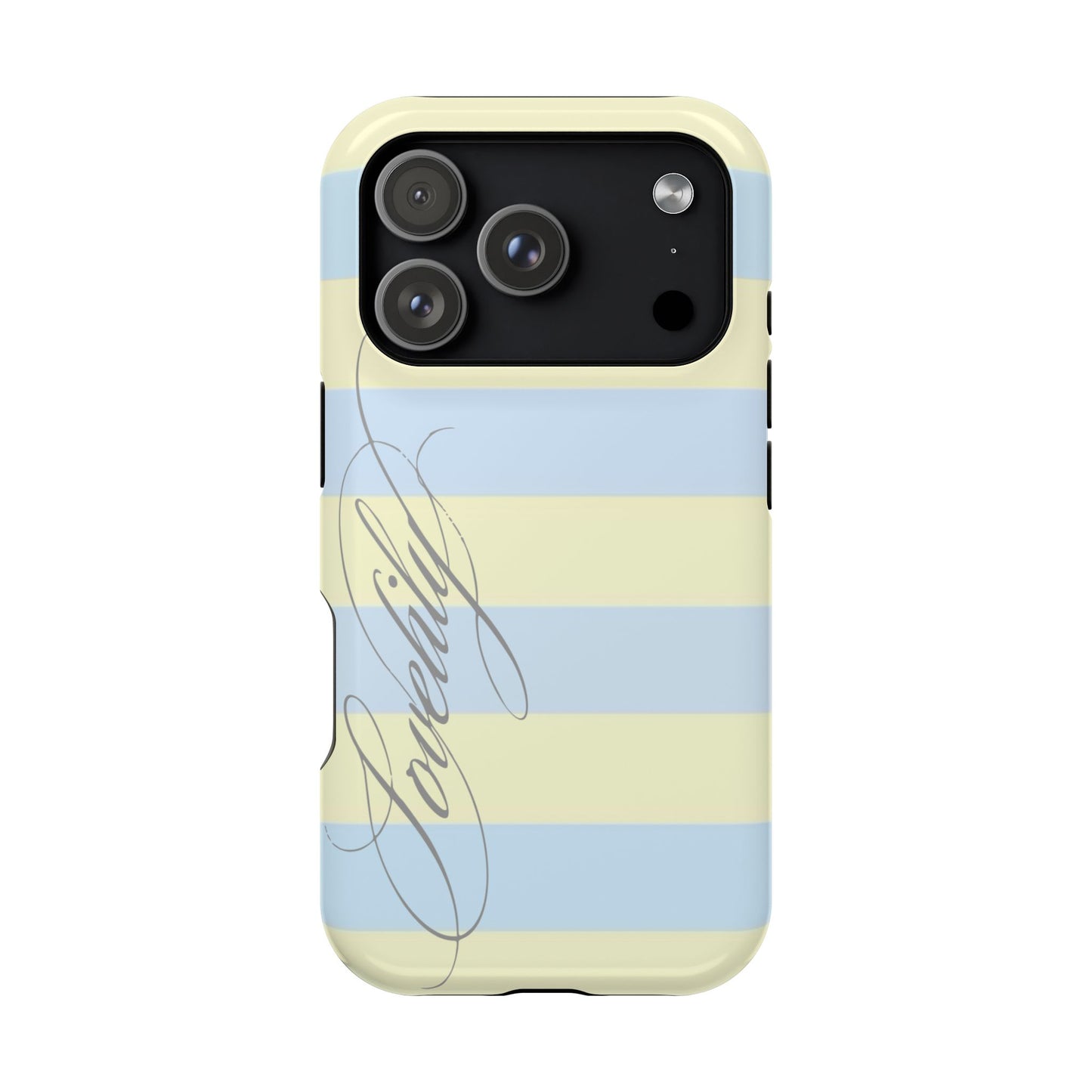 MAGSAFE blue n yellow striped w/out flowers stacked phone case