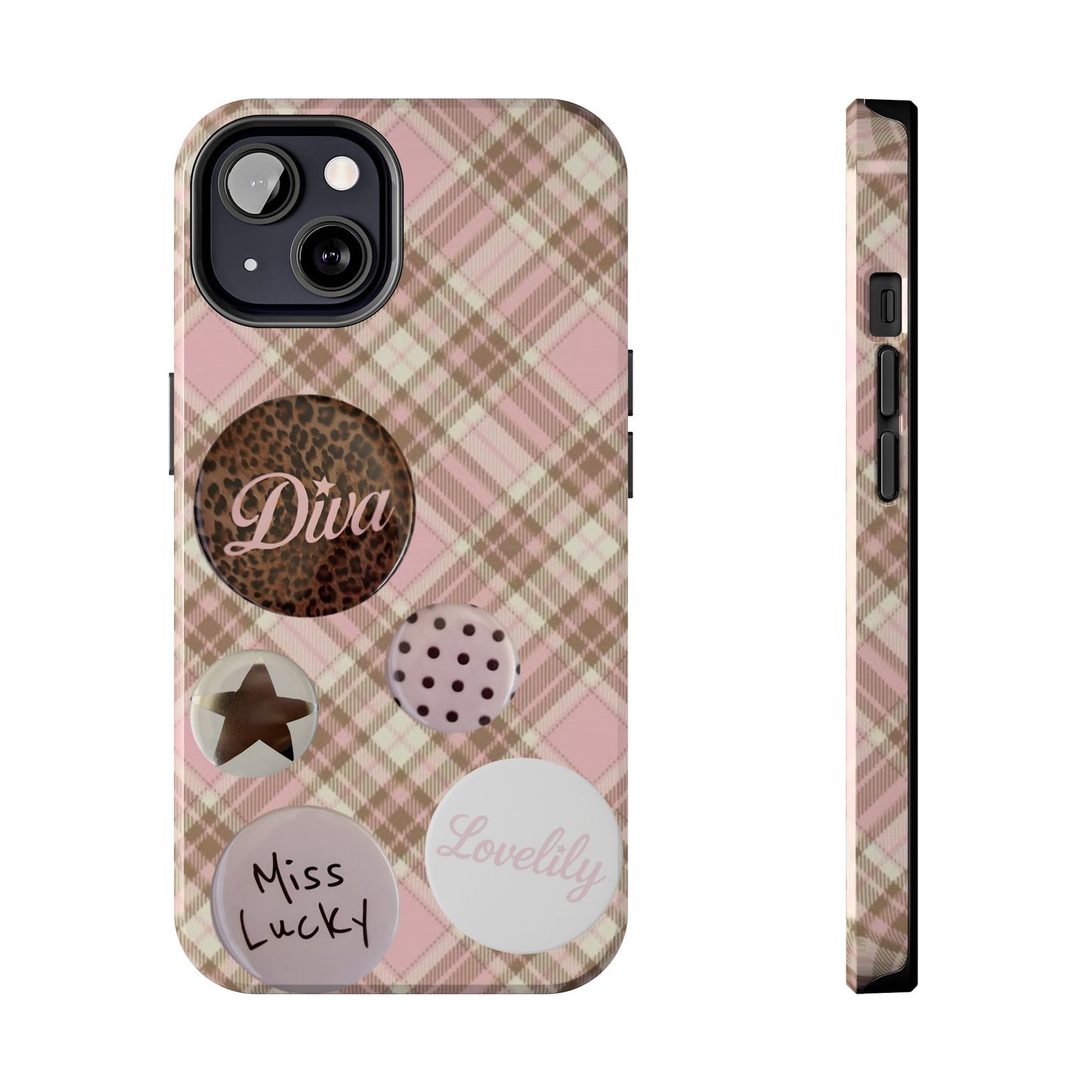 pink n brown pins stacked phone case