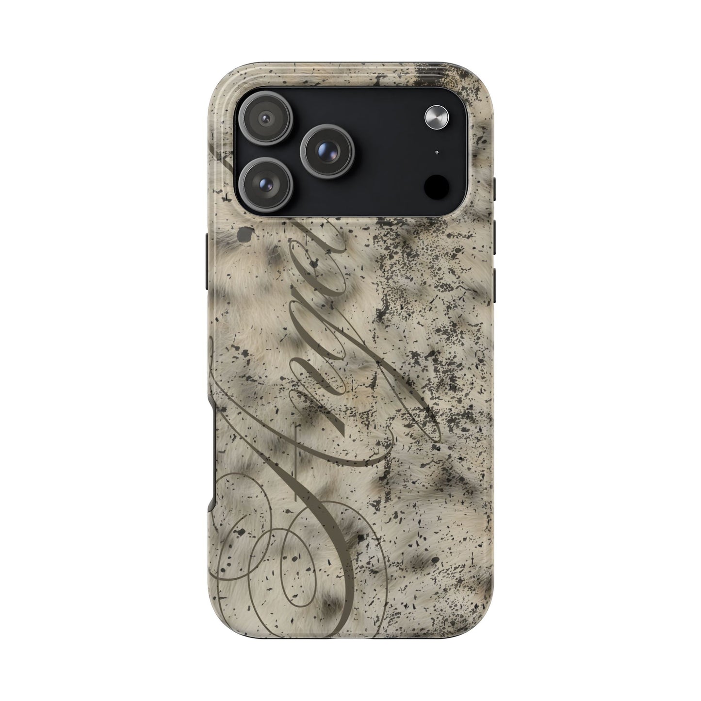 leopard angel fur stacked phone case