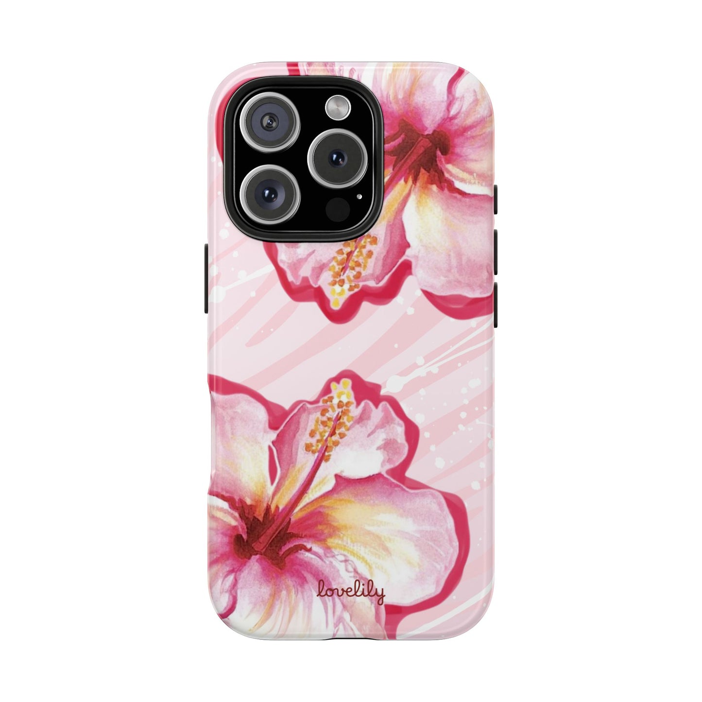 pink hibiscus stacked phone case
