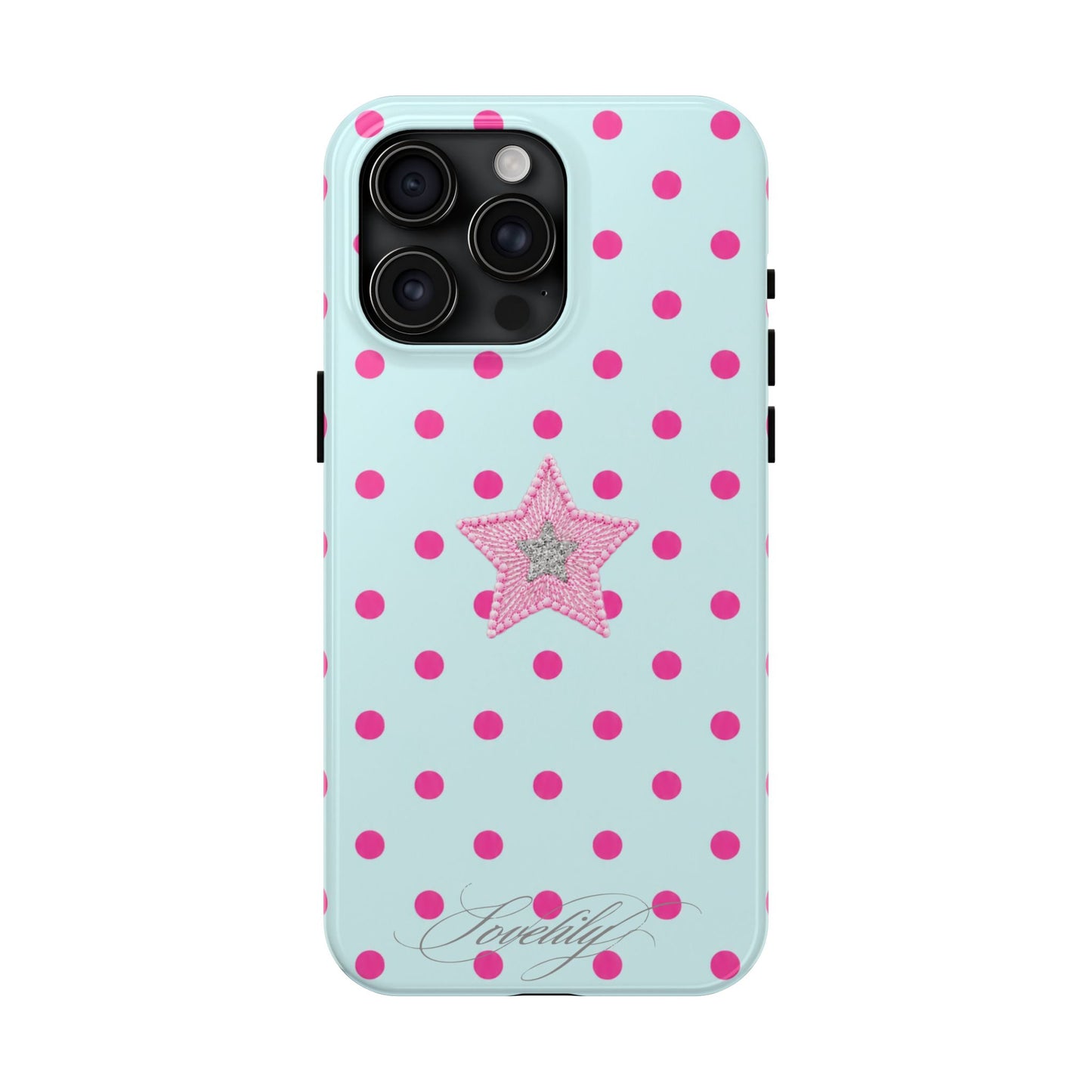 mint polka dot! stacked phone case