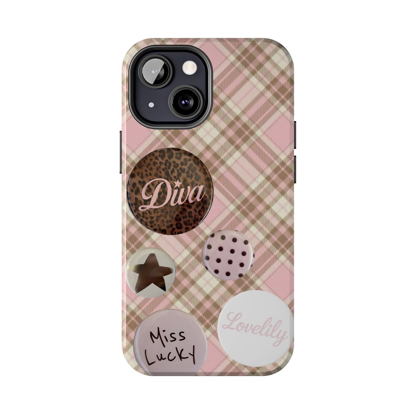 pink n brown pins stacked phone case