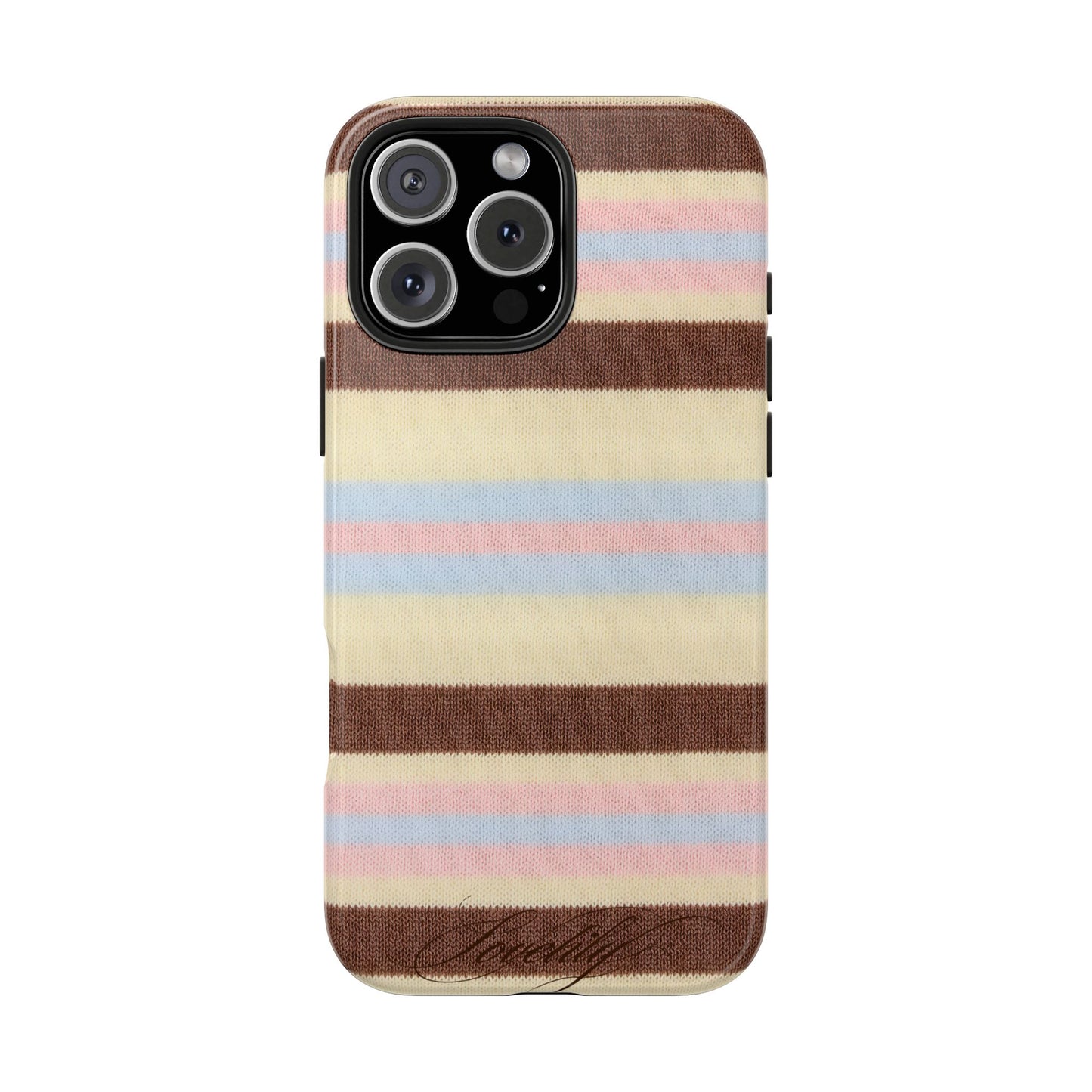 knitted pink n blue n brown! stacked phone case