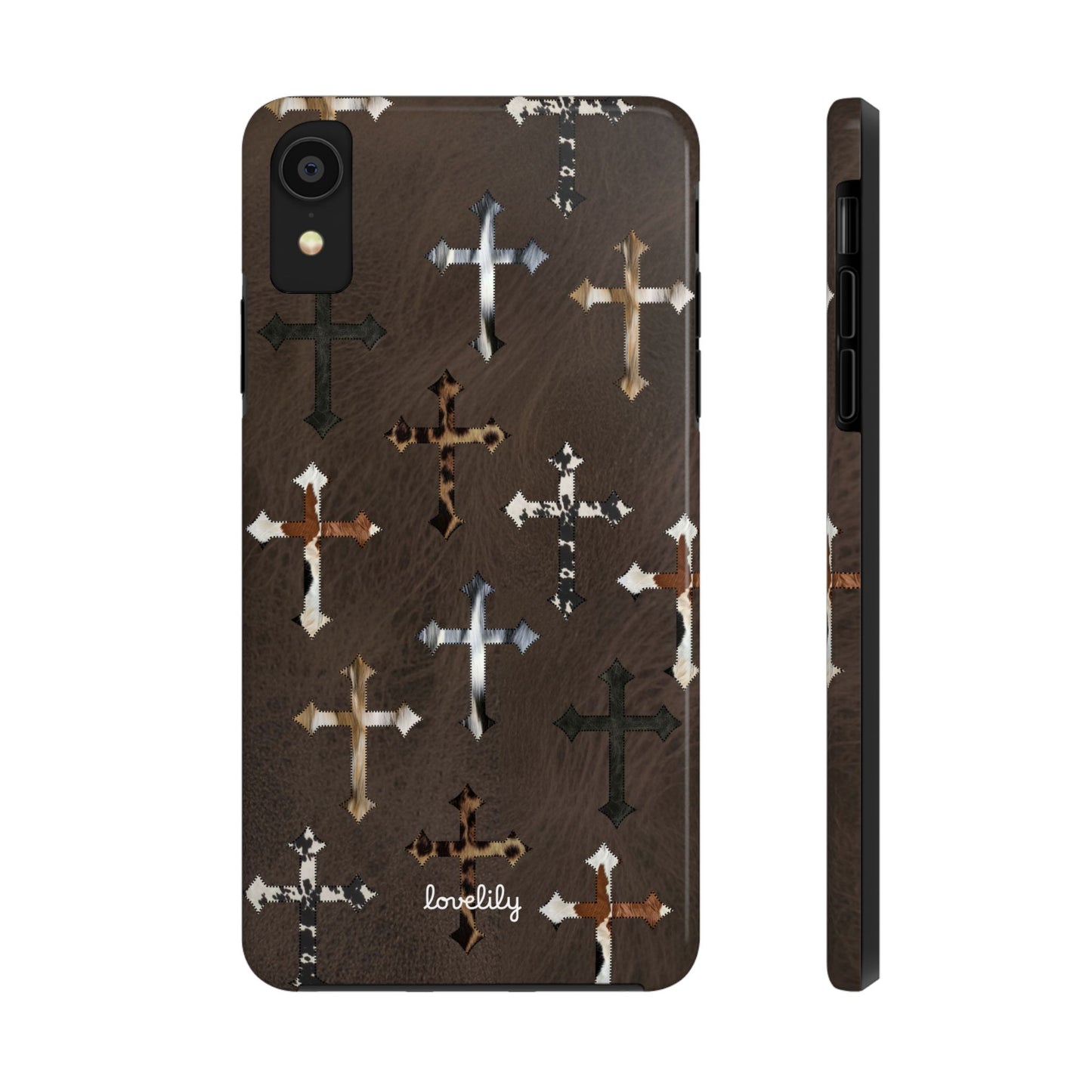 fur cross stacked phone case