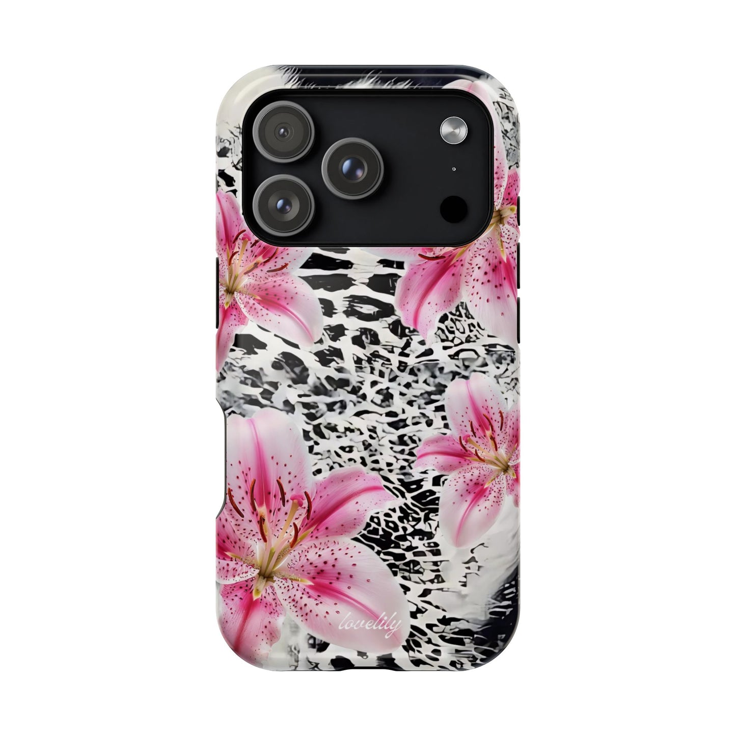 MAGSAFE black pink stacked phone case