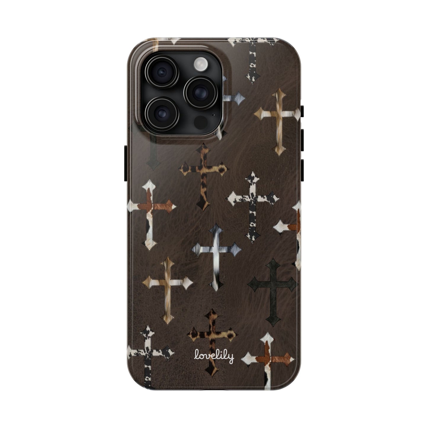 fur cross stacked phone case