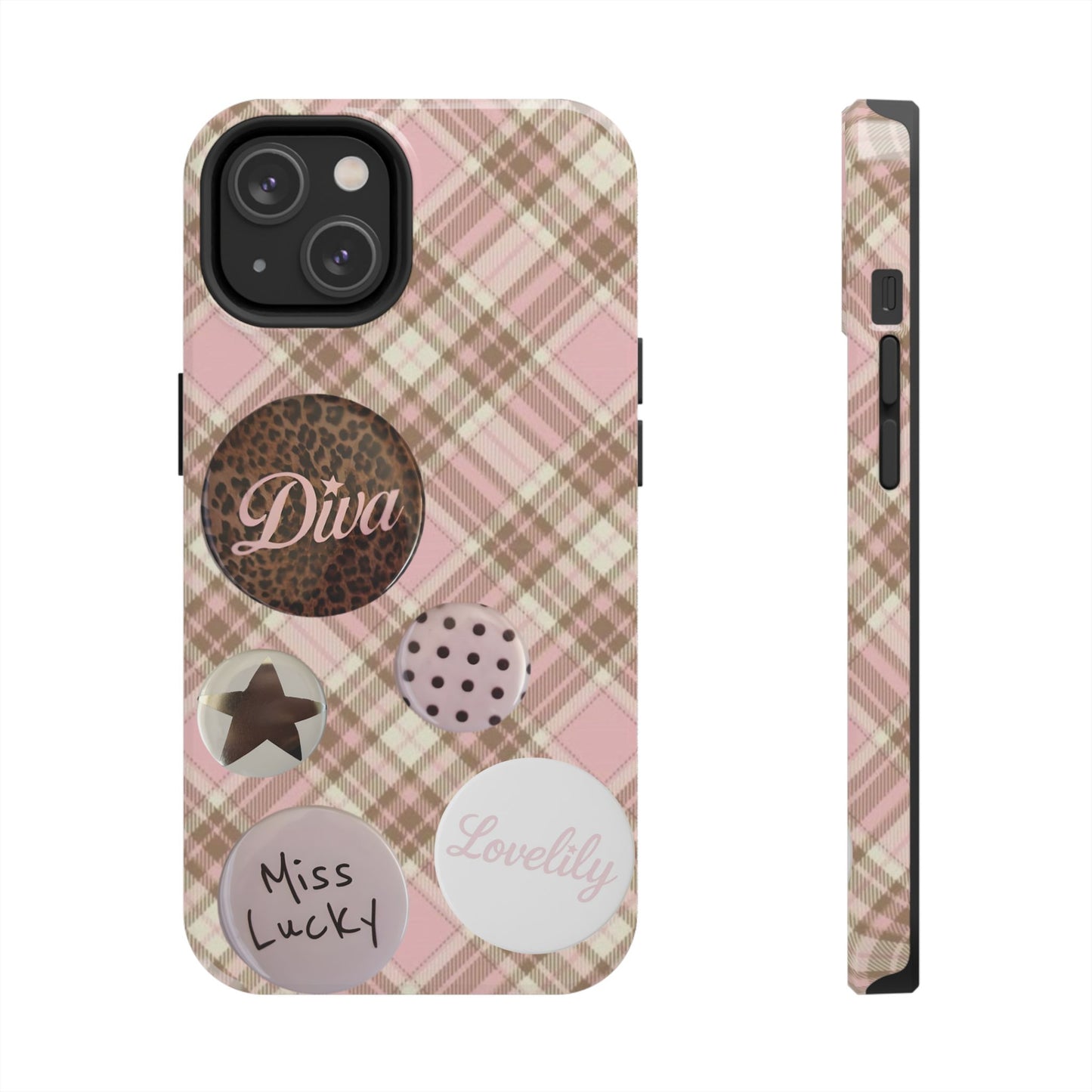 pink n brown pins stacked phone case