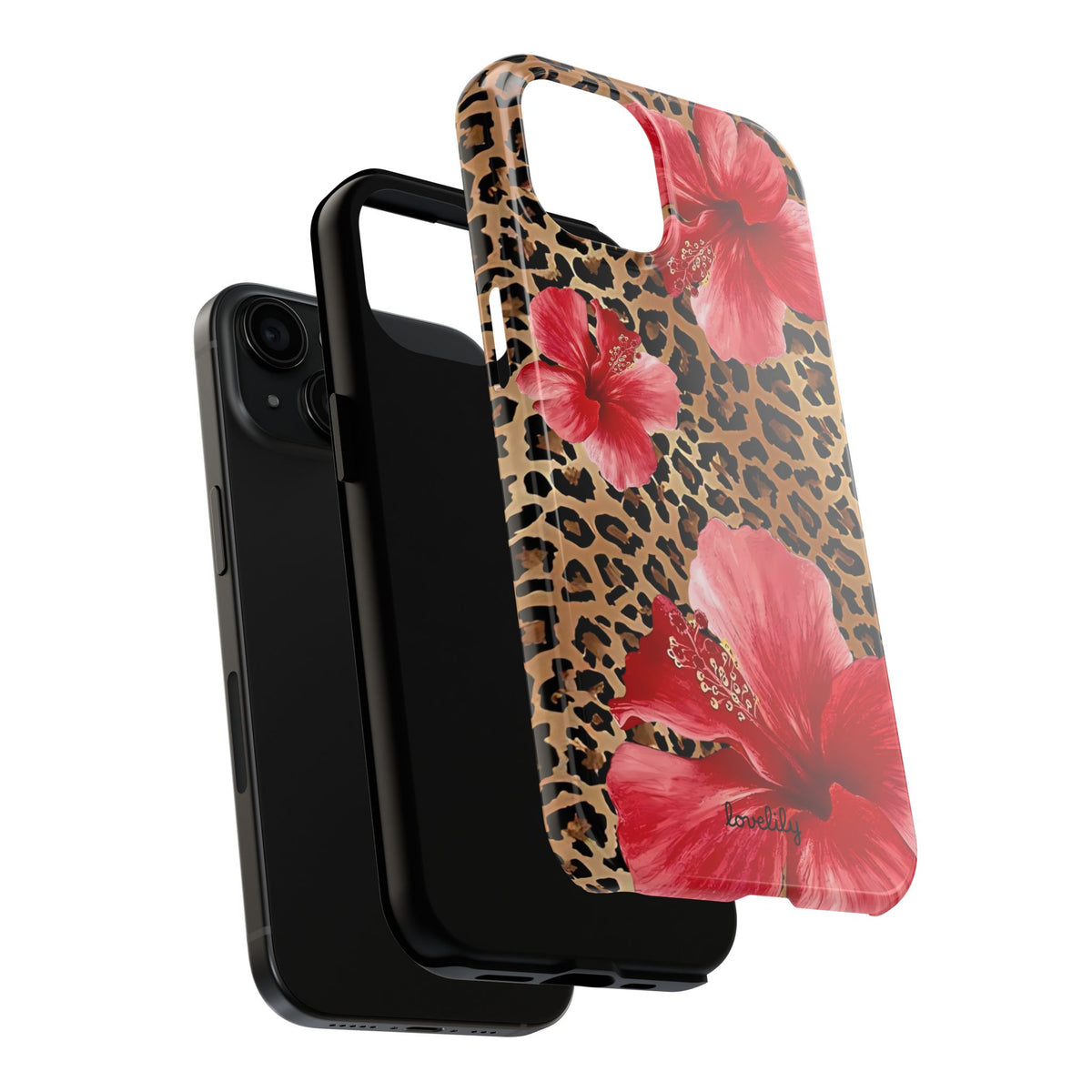 leopard hibiscus  stacked phone case