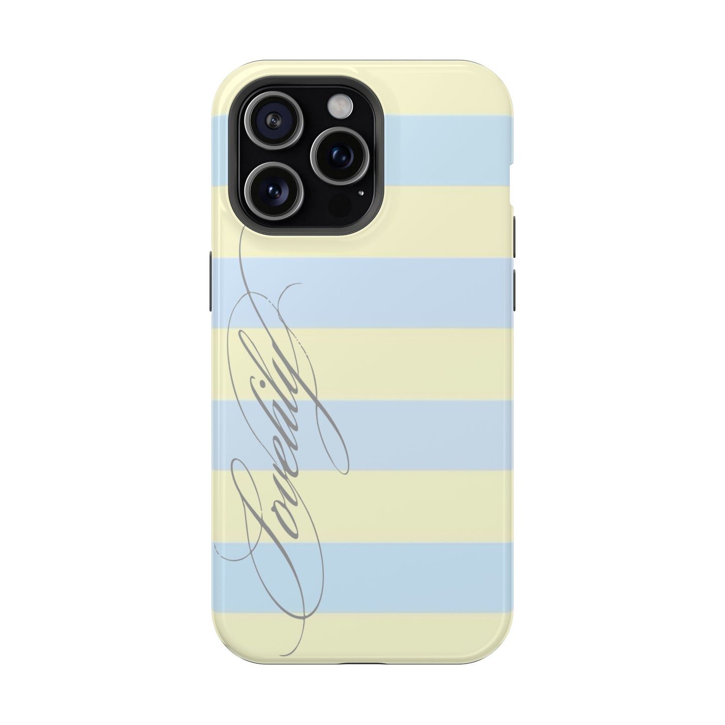 MAGSAFE blue n yellow striped w/out flowers stacked phone case