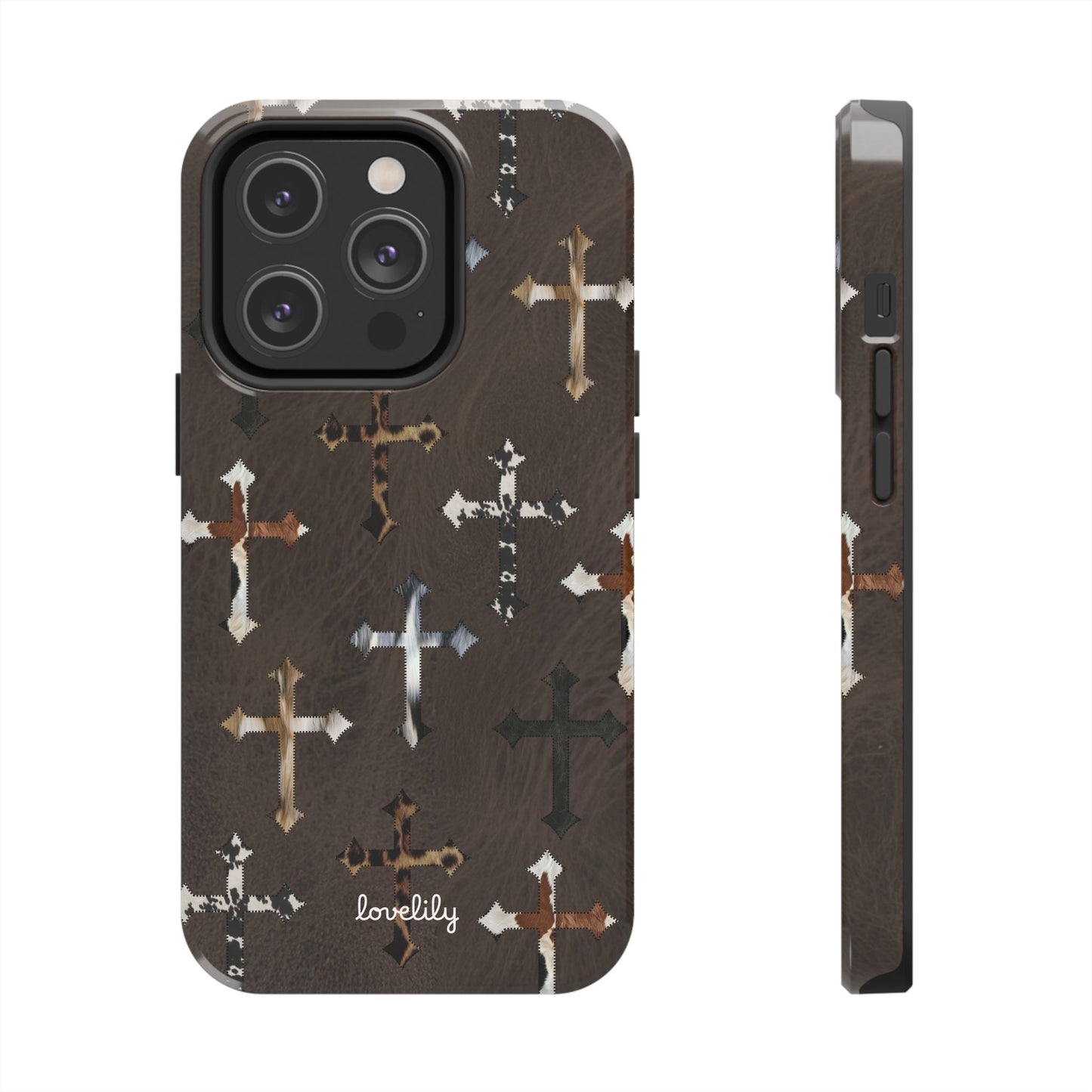 fur cross stacked phone case