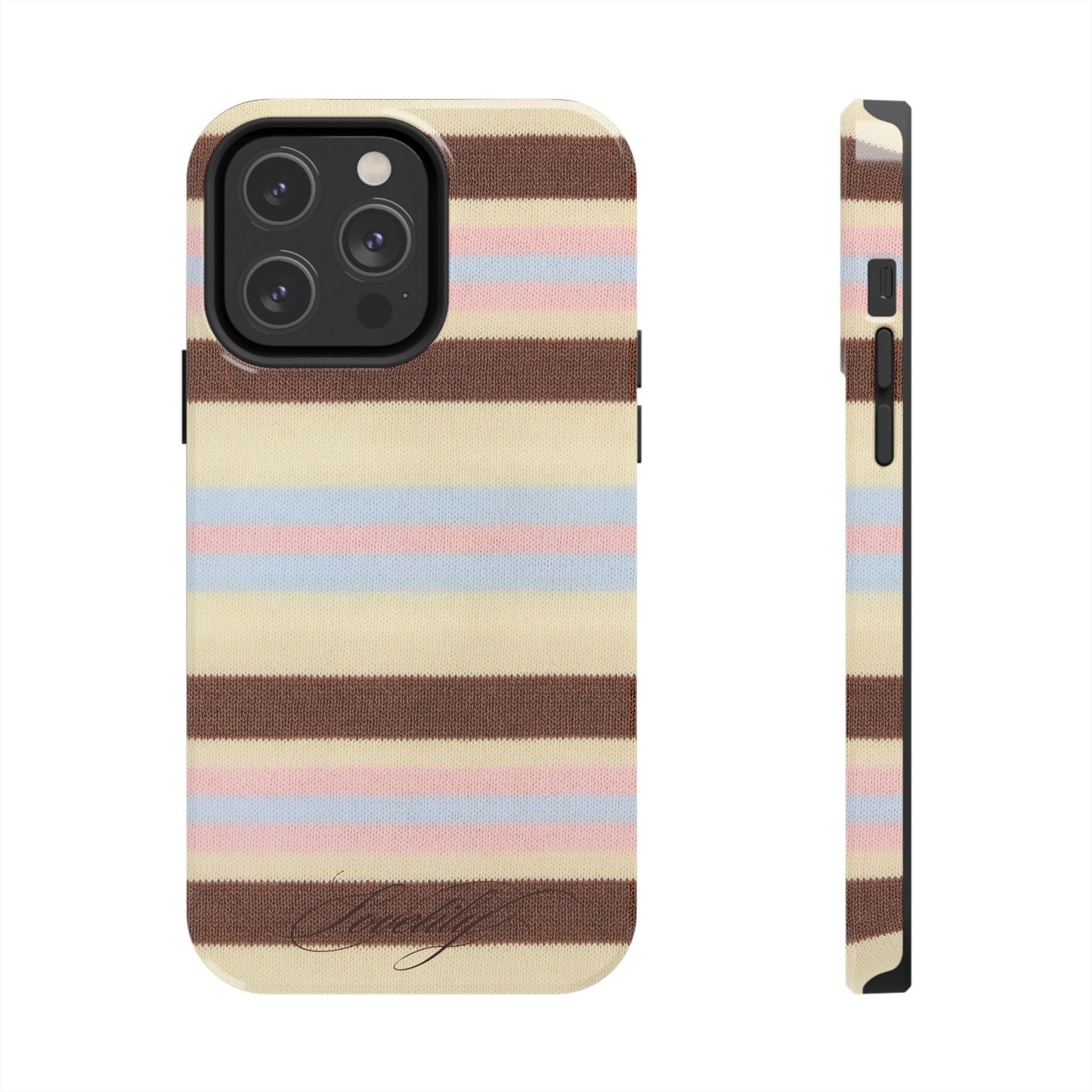 knitted pink n blue n brown! stacked phone case