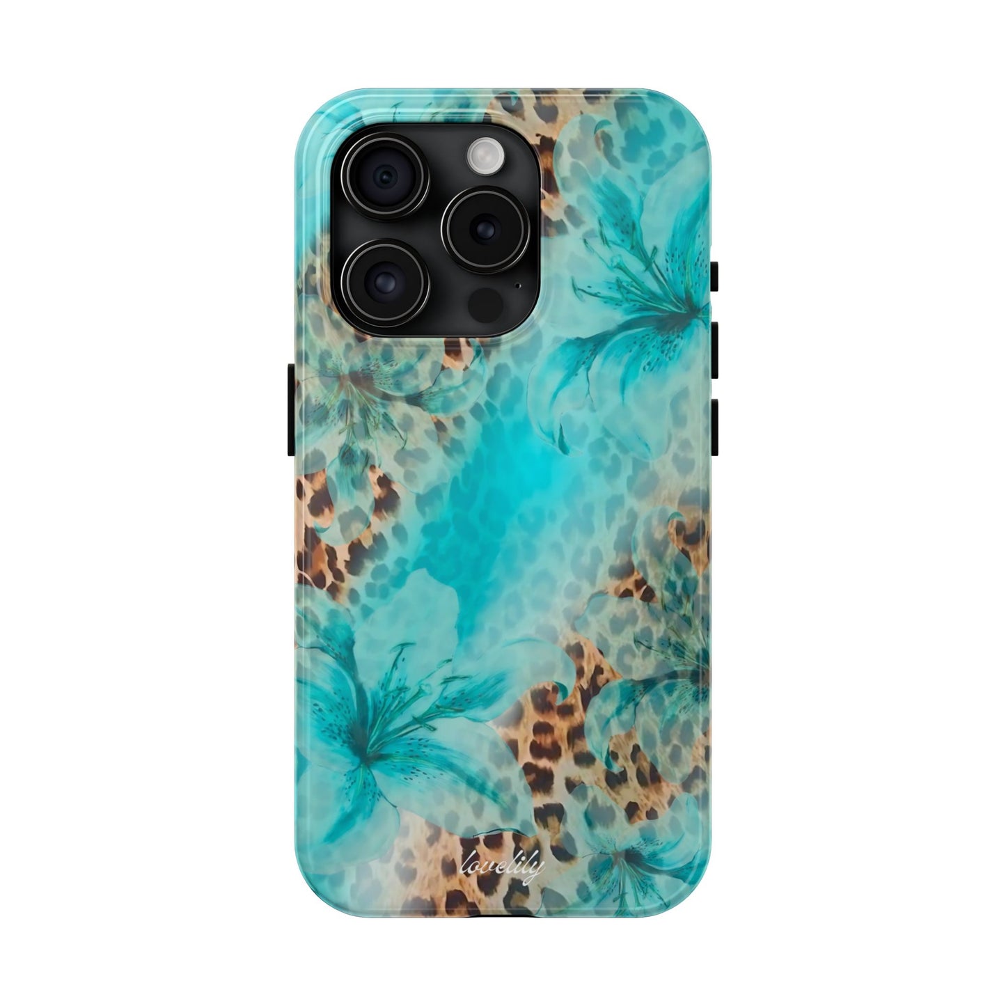 blue leopard lily stacked phone case