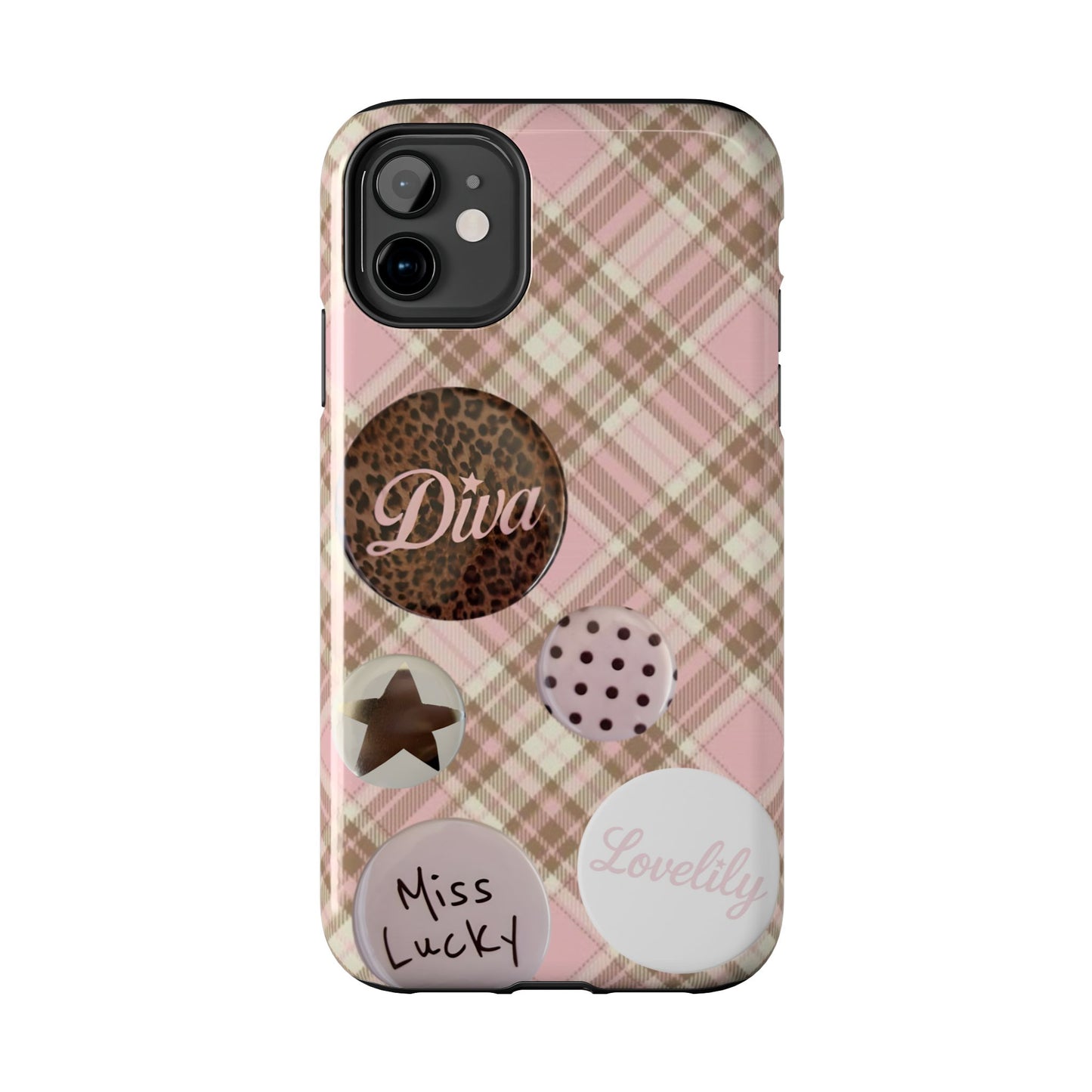 pink n brown pins stacked phone case